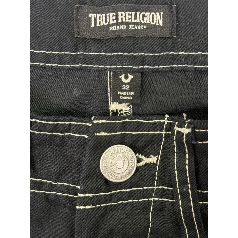 True Religion Pants Mens 32x32 Black‎ Straight Relaxed Cargo Pockets Rock Grunge